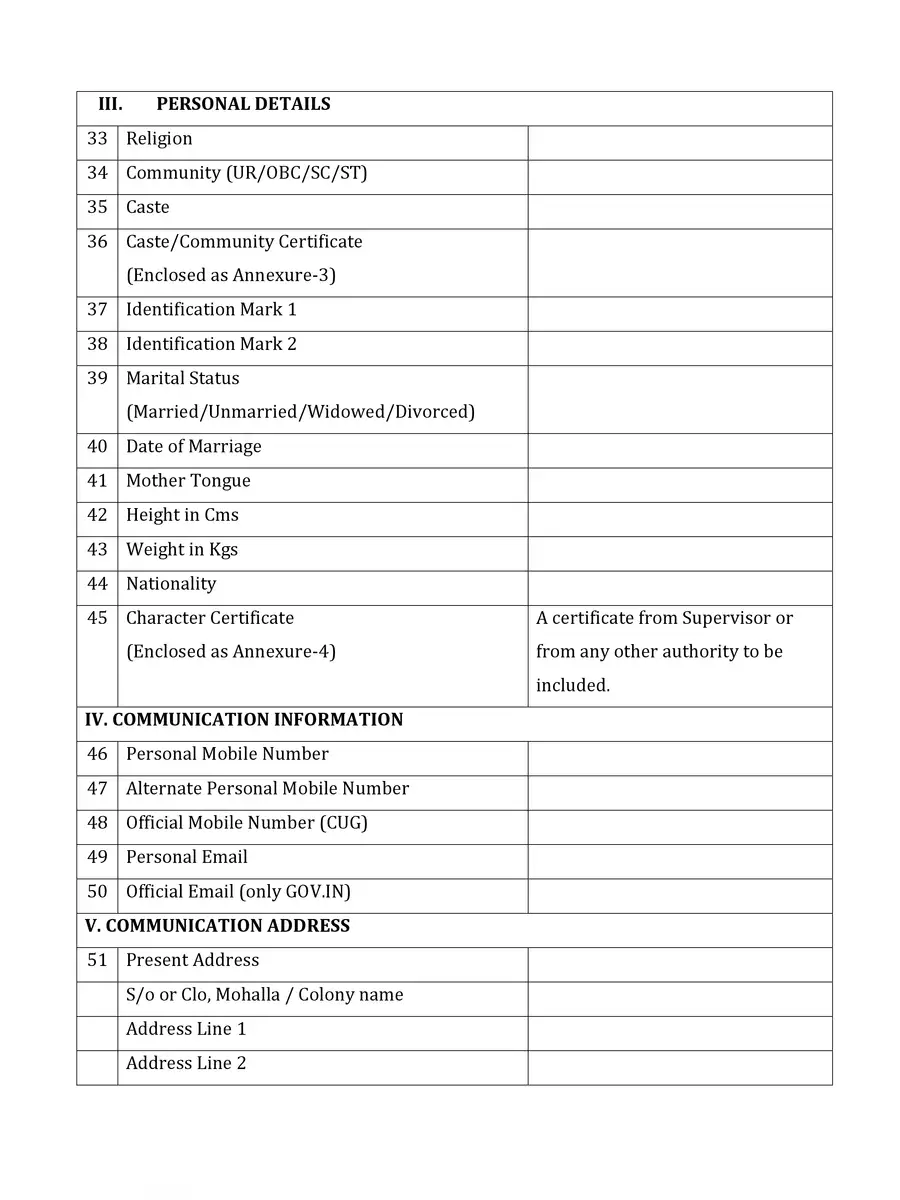 2nd Page of HRMS Form PDF