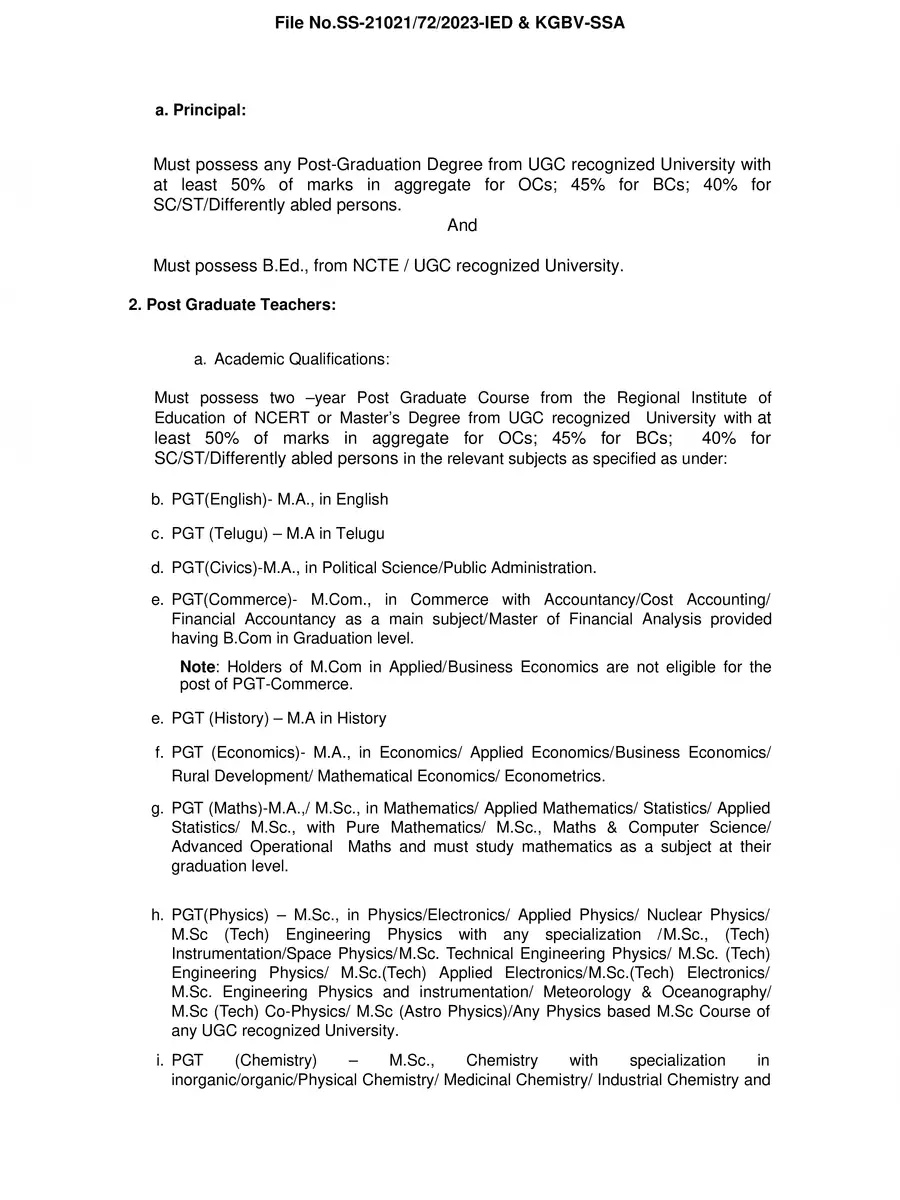 2nd Page of KGBV Notification 2023 AP PDF