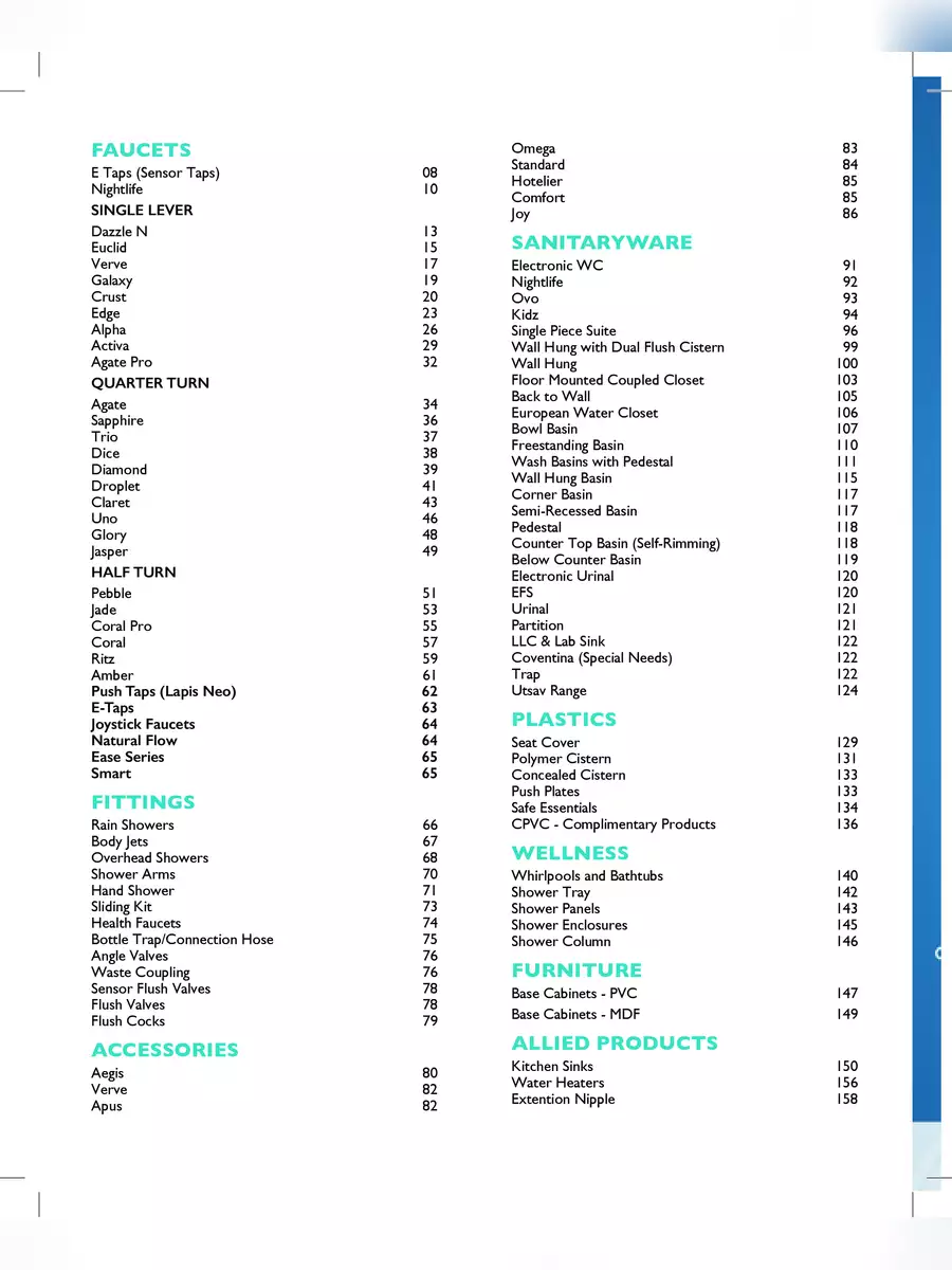 2nd Page of Parryware Price List 2024 PDF