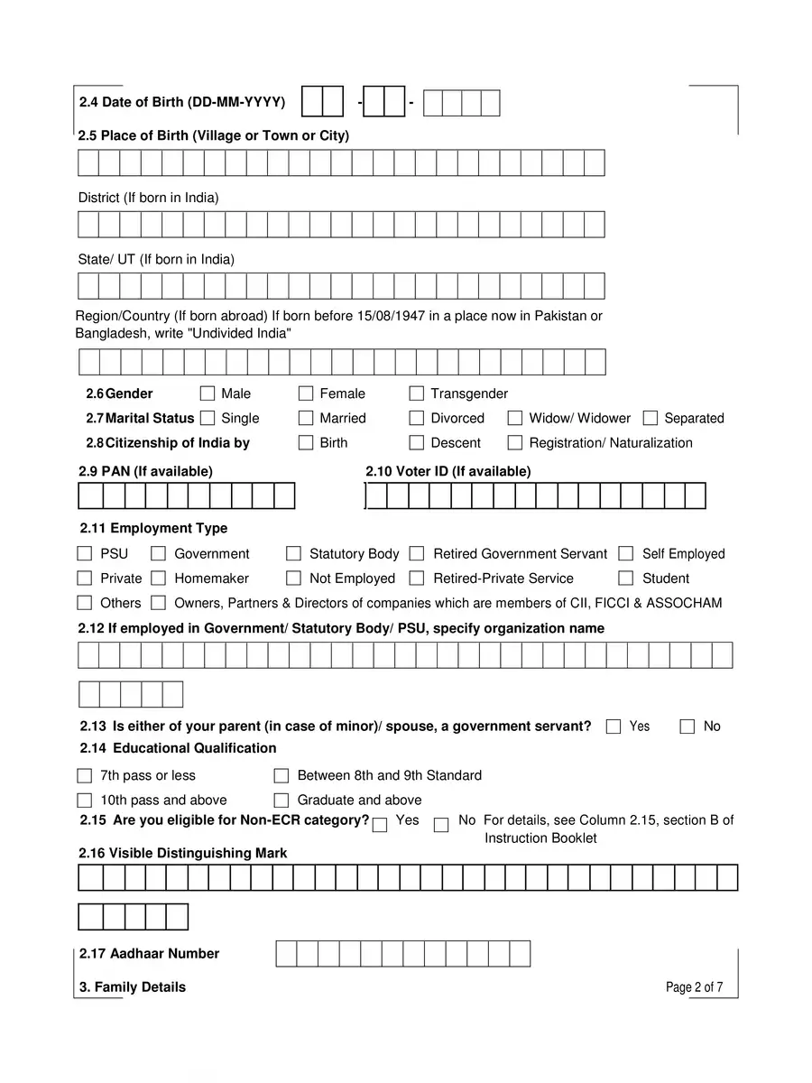 2nd Page of Passport Application Form PDF