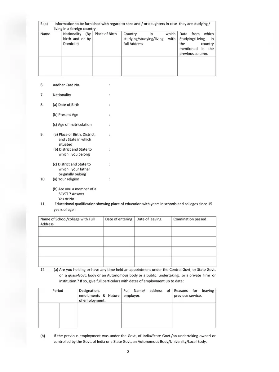 2nd Page of REET Attestation Form PDF