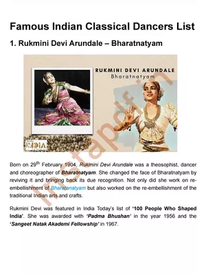 Famous Classical Dancers of India PDF