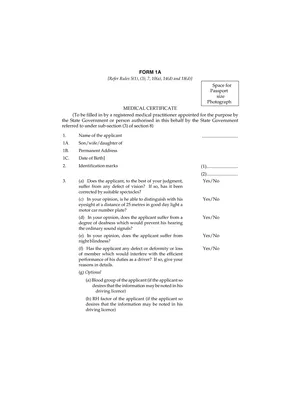 Medical Certificate Form 1A