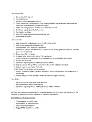 Synopsis Submission Checklist
