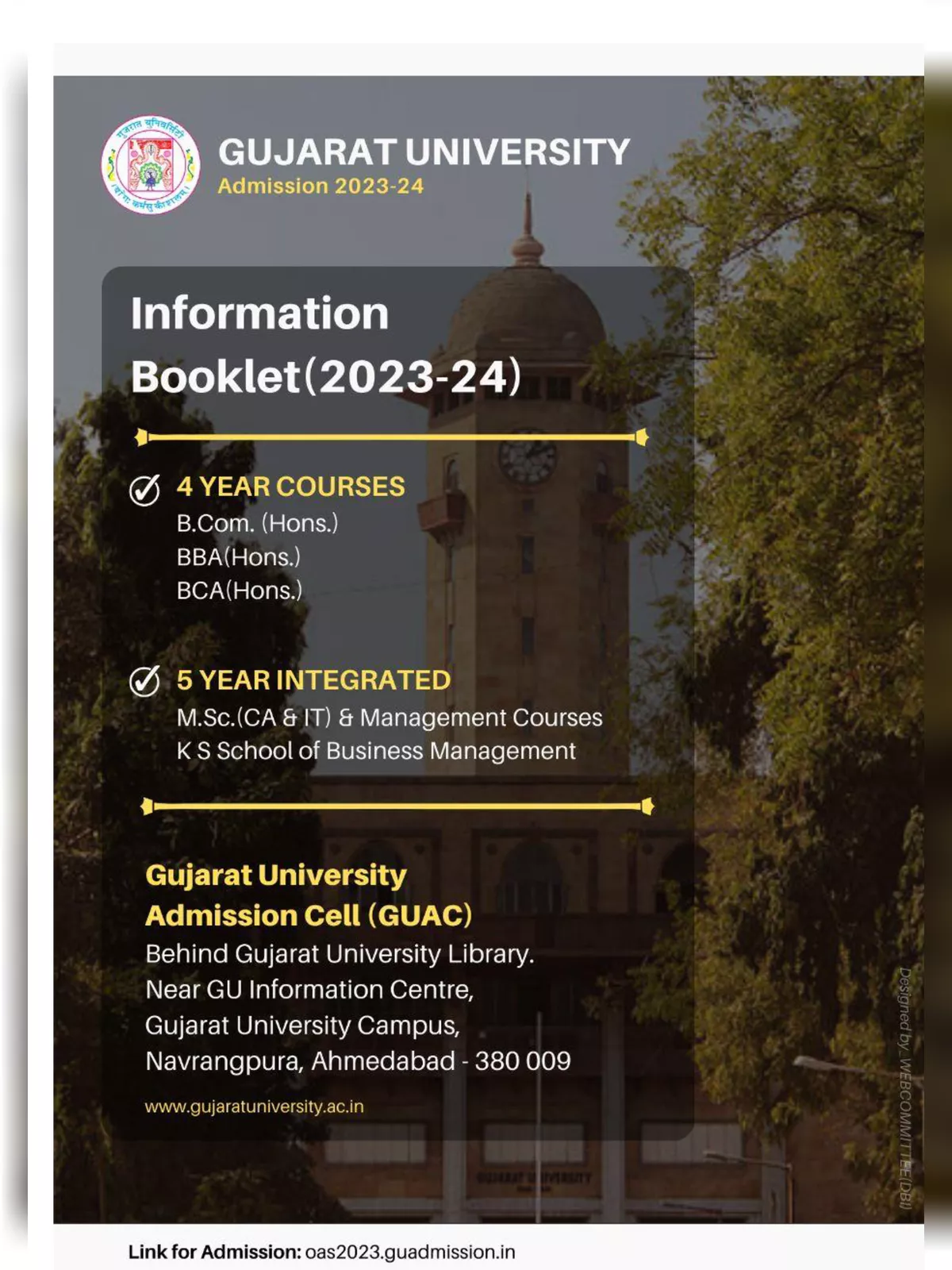 Gujarat University Admission Prospectus 2023-24