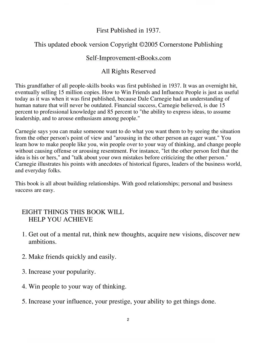 2nd Page of How to Win Friends and Influence People PDF