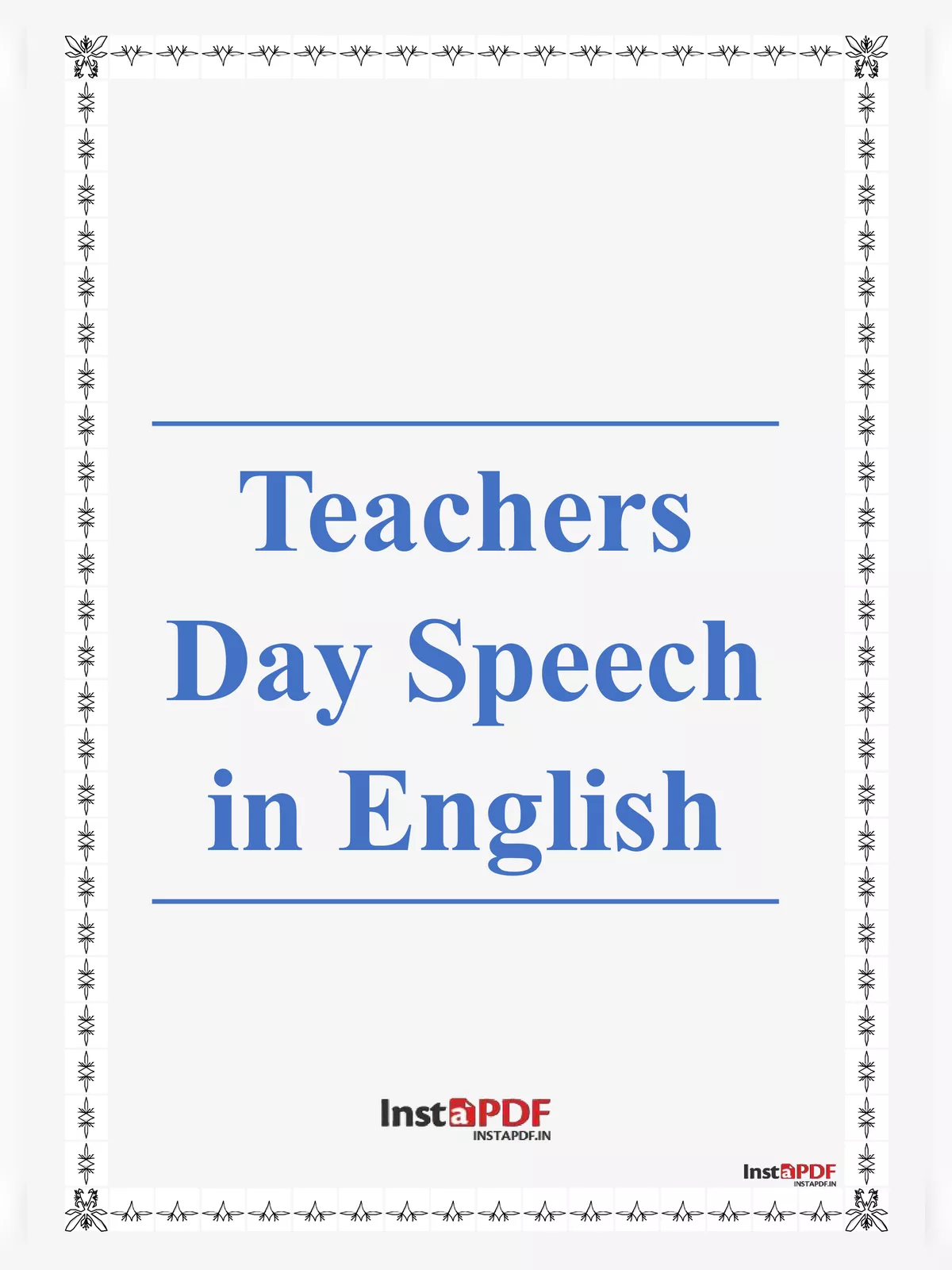Teachers Day Speech In English