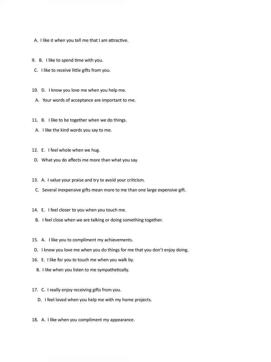 2nd Page of 5 Love Languages Test PDF