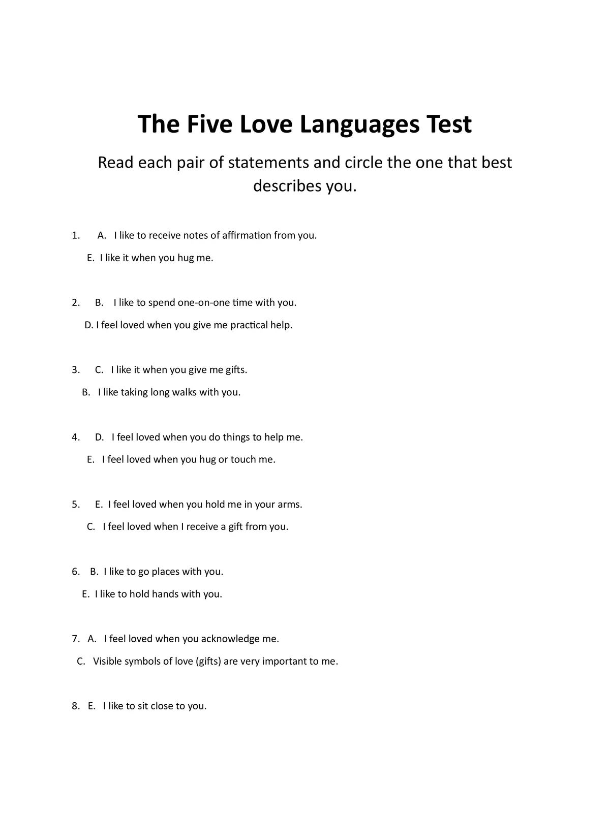 5 Love Languages Test