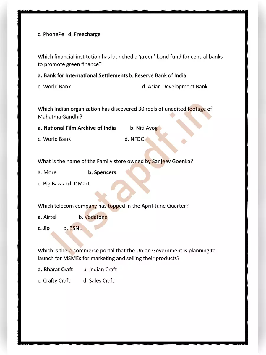 2nd Page of Business Day Quiz Questions and Answers PDF