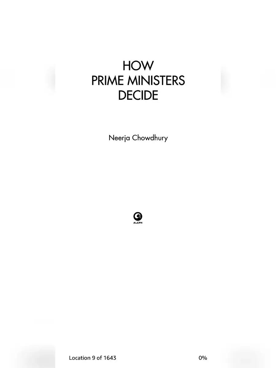 2nd Page of How Prime Ministers Decide Book PDF