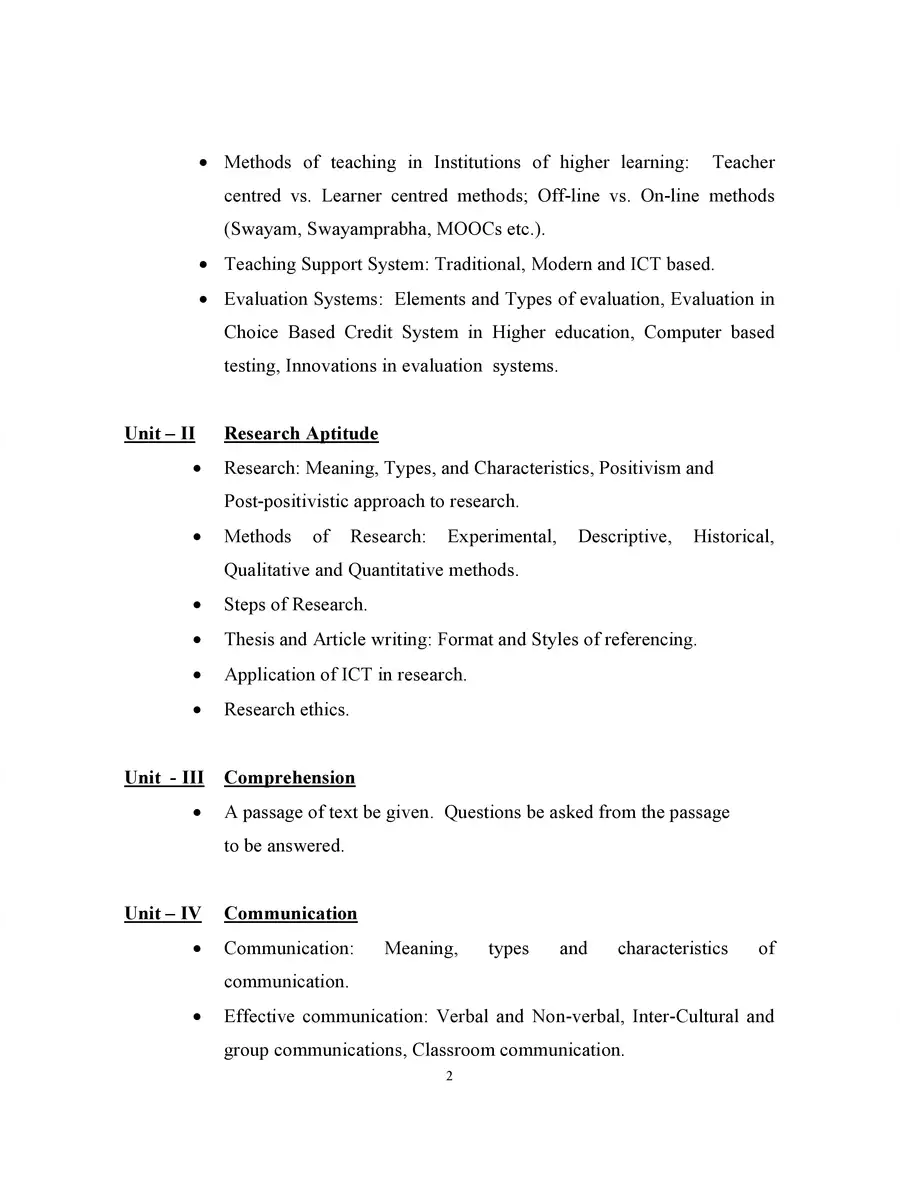 2nd Page of KSET Exam Economics Syllabus 2024 PDF