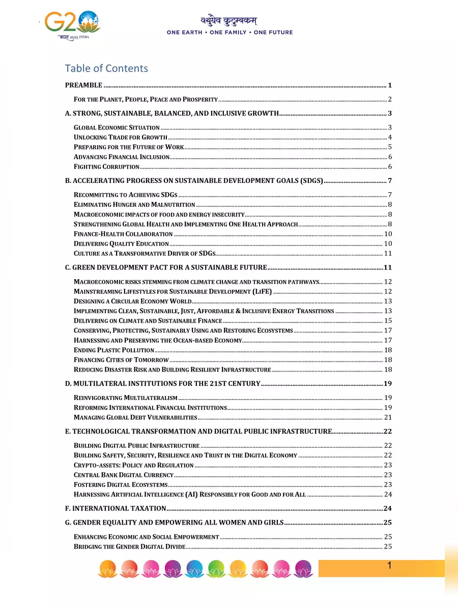 2nd Page of G20 Declaration 2023 PDF