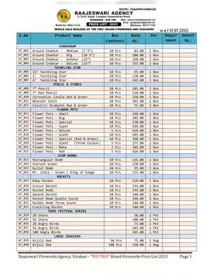 Sivakasi Crackers Price List 2024 PDF