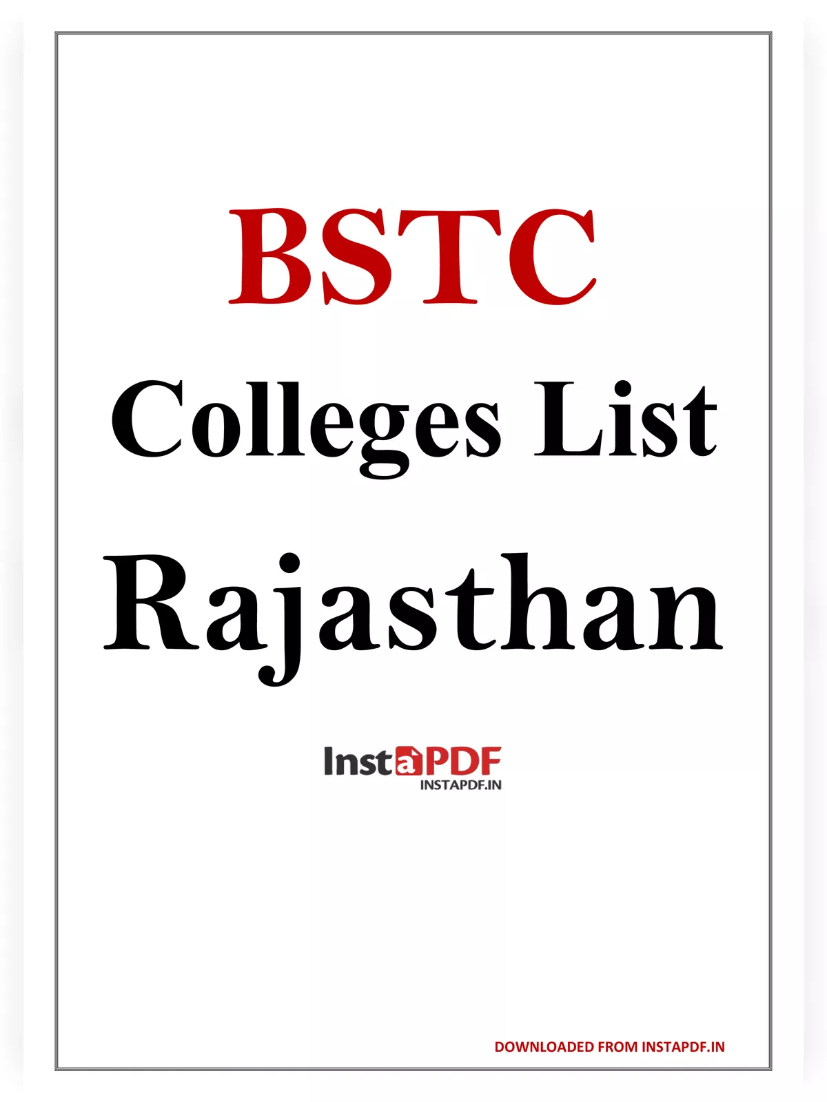 BSTC College List Rajasthan