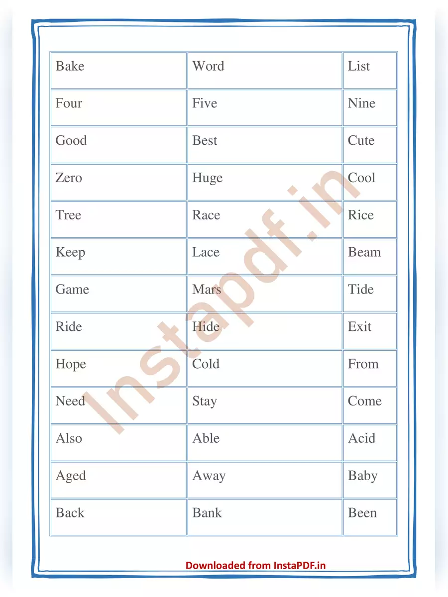 2nd Page of Phonics 4 Letter Words PDF