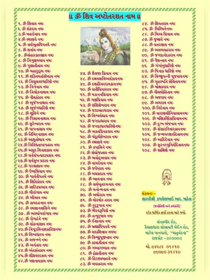 108 Names of Lord Shiva in Gujarati