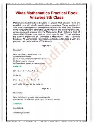 Vikas Mathematics Practical Book Answers 9th Class PDF