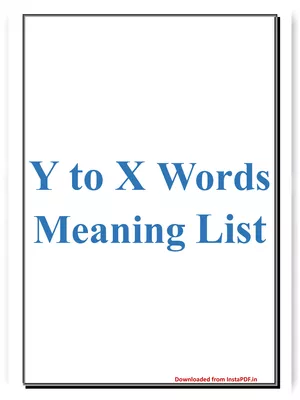 Y to X Words Meaning List PDF