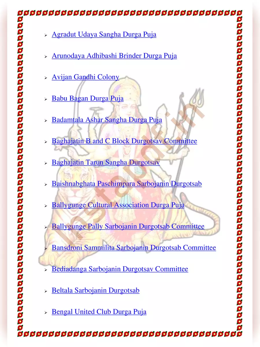2nd Page of South Kolkata Durga Puja List PDF