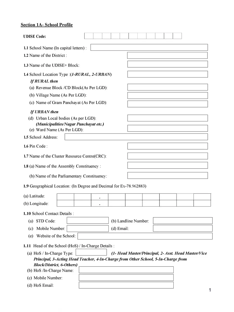 2nd Page of UDISE Form 2023-24 PDF