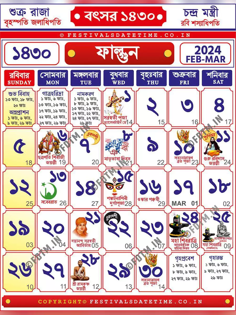 2nd Page of Bengali Calendar 2024 PDF