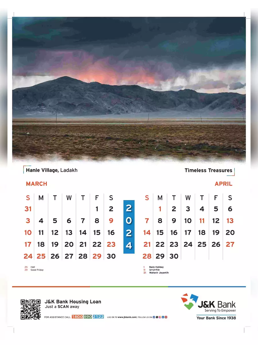 2nd Page of J&K Bank Calendar 2024 PDF