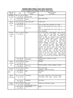 UP Board Time Table 2024 Class 10 PDF