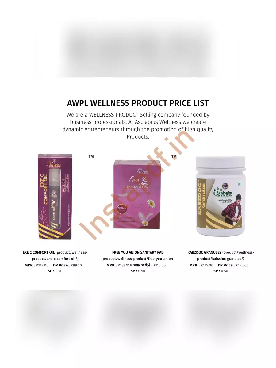2nd Page of AWPL Products Price List 2024 PDF