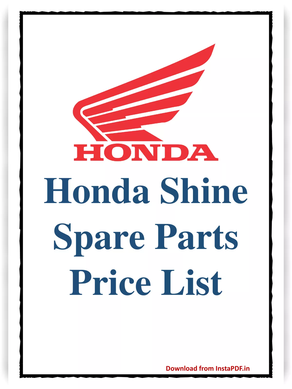 Honda CB Shine 125 CC Spare Parts Price List 2024