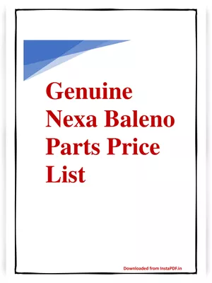 Baleno Accessories Price List 2024 PDF
