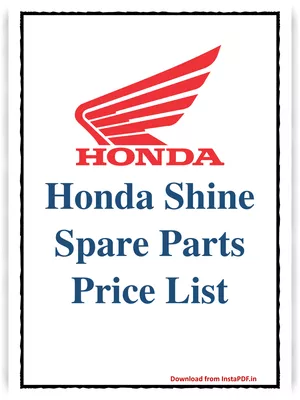 Honda CB Shine 125 CC Spare Parts Price List 2024 