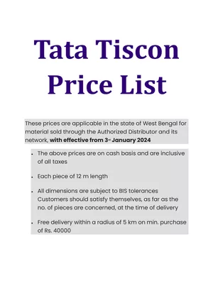 Tata Tiscon Price List 2024