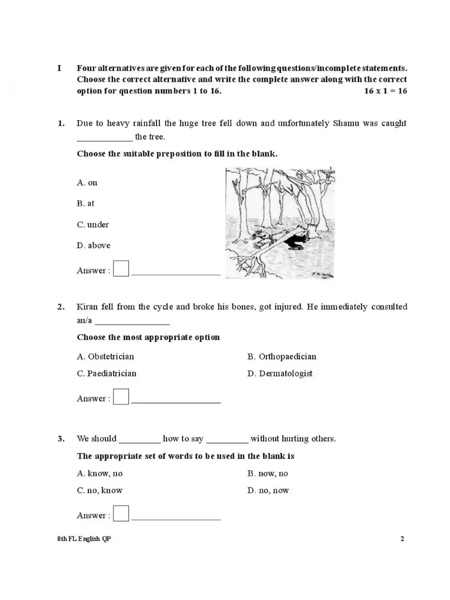 2nd Page of 8th Std Public Exam Model Question Paper 2024 PDF