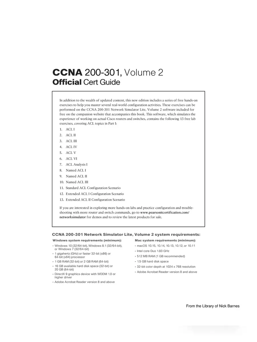 2nd Page of CCNA 200-301 Official Cert Guide Volume 2 PDF