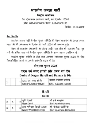 BJP 2nd Candidate List for Election 2024 PDF