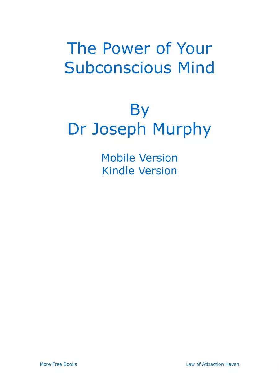 2nd Page of The Power of Subconscious Mind PDF