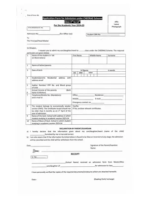 Chirag Yojana Form 2024-25 PDF