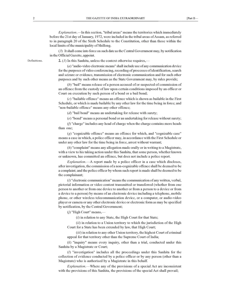 2nd Page of Bharatiya Nagarik Suraksha Sanhita 2024 PDF