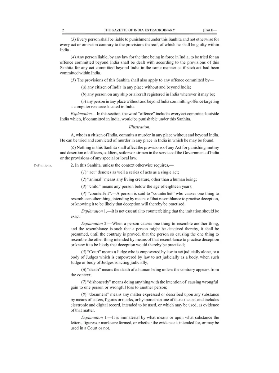 2nd Page of Bharatiya Nyaya Sanhita 2024 PDF