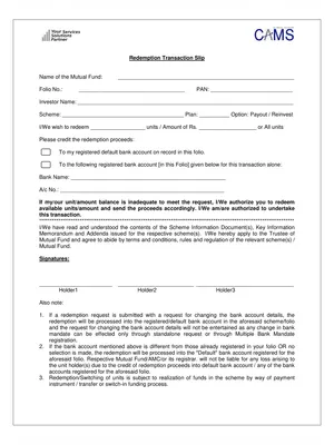 CAMS Redemption Form