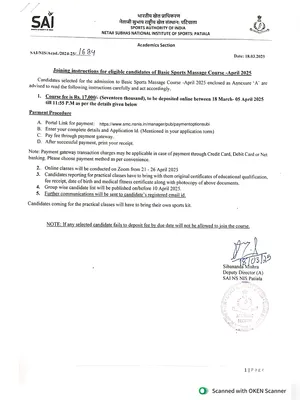 NSNIS 6 Weeks Certificate Course Selection List 2025