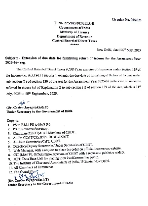 Income Tax Due Date Extension Notification English