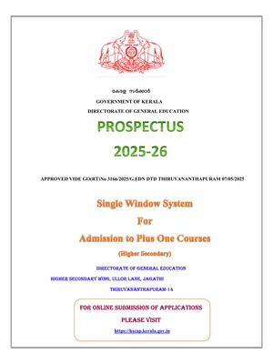 Plus One Admission Application Form 2025 – 26 English