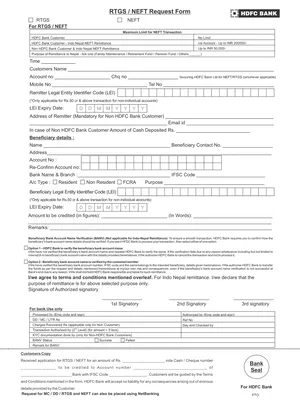 New HDFC RTGS  Form 2025 