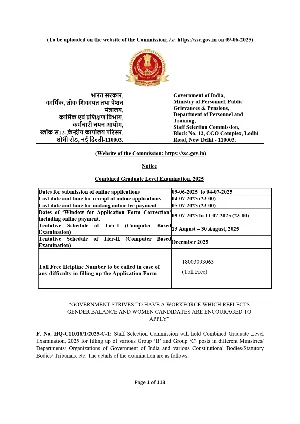 SSC CGL Notification 2025 English