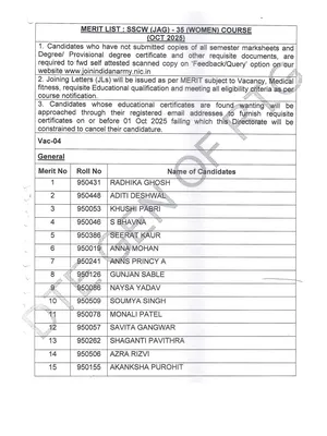 Agniveer Final Merit List 2025 English
