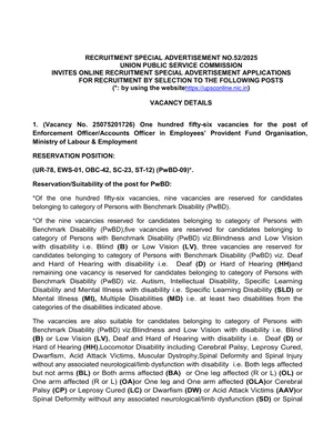 UPSC EPFO Notification 2025 English