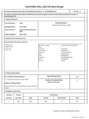 Voter List 2025 West Bengal 