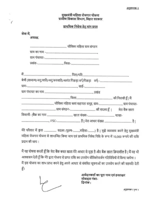 Mukhyamantri Rojgar Yojana Bihar Form English